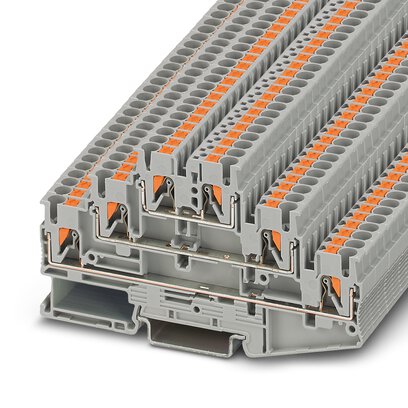 Phoenix Contact Multi-Level Terminal Block; PT 2.5-3L; 20A; 300V; 3-Level; #26 - #12; Push-In Connection; Gray